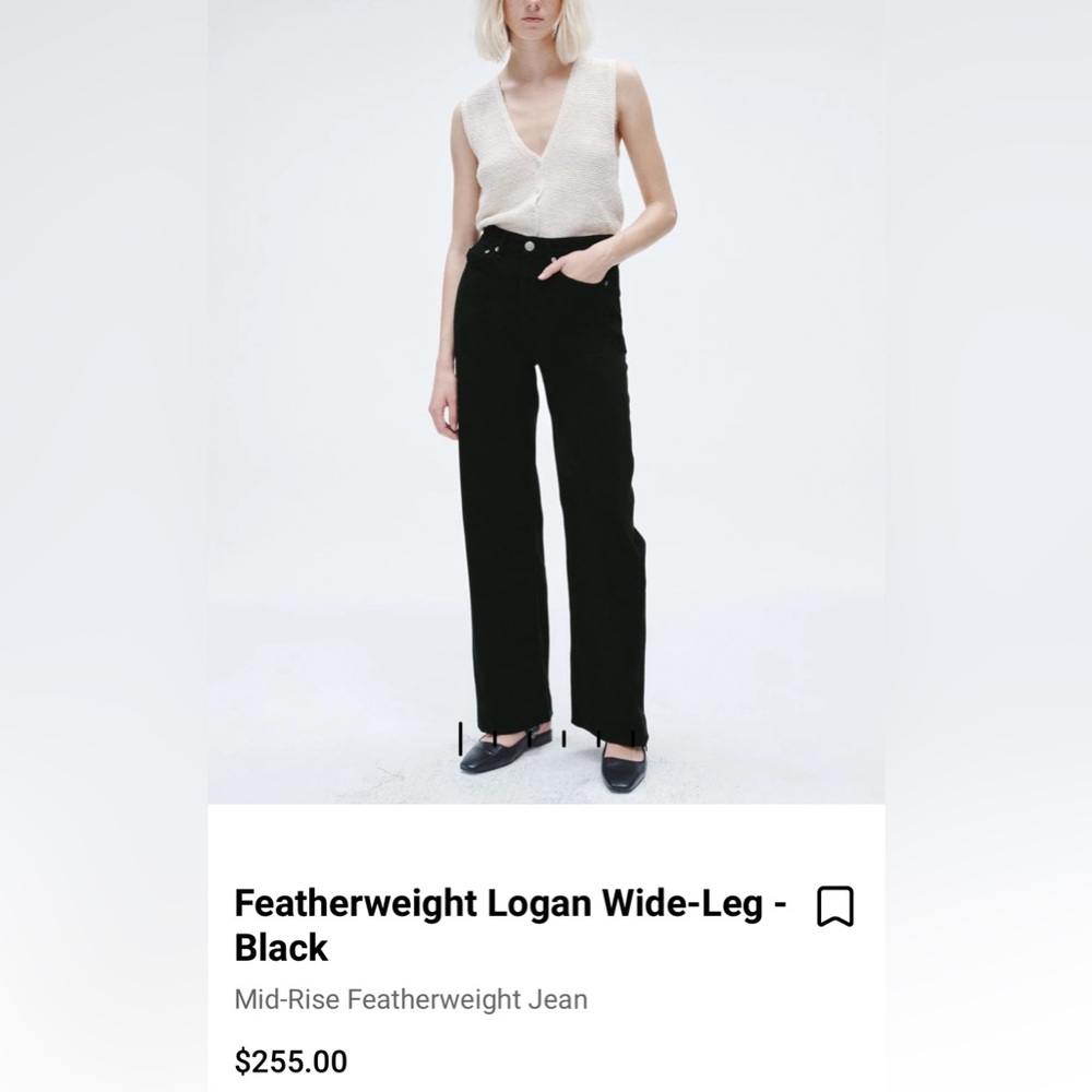 Rag & Bone Featherweight Logan Wide-Leg - Black - size 24